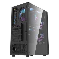 AIGO A290 USB3.0 3×12CM Fan Temperli Cam Siyah ATX Kasa (PSU Yok)
