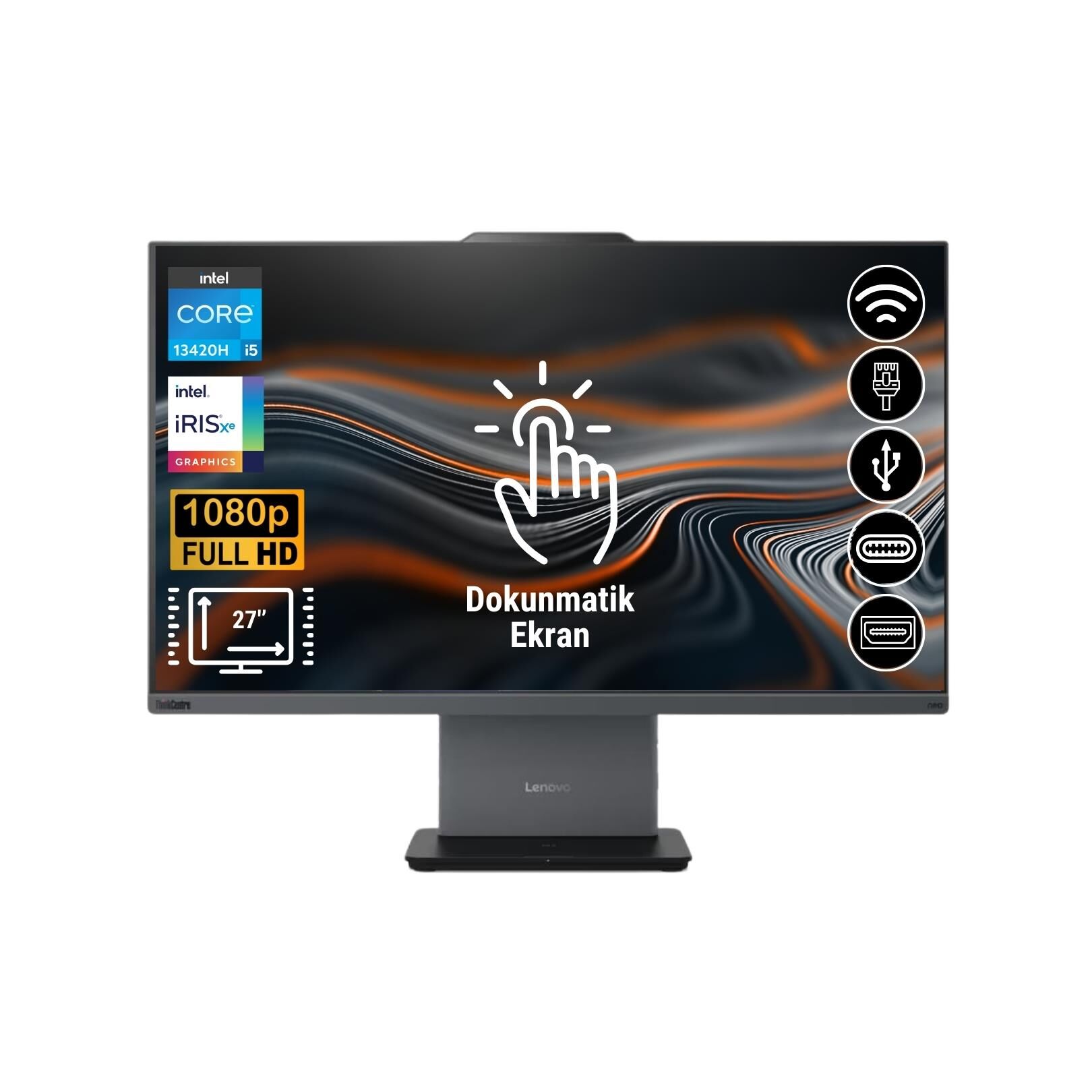 Lenovo Thinkcentre Neo 50A i5-13420H 8GB 2TB M.2 SSD 12SA0014TR ATL4 27'' Dokunmatik Ekran Fdos All In One Bilgisayar