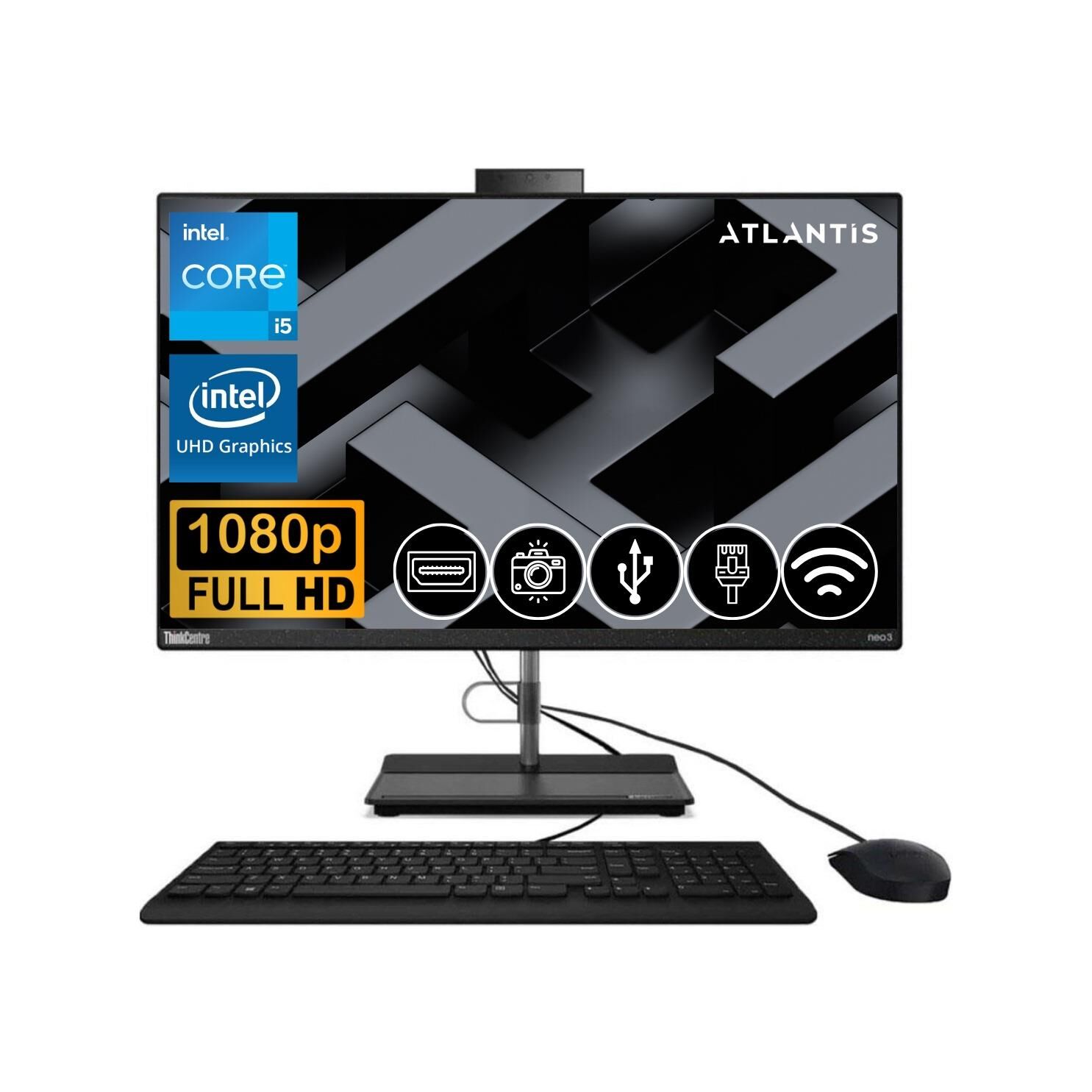 Lenovo ThinkCentre Neo 30A  i5-12450H 8GB  2TB M.2 SSD 12B3008ETRATL3 21.5'' Fdos All In One Bilgisayar