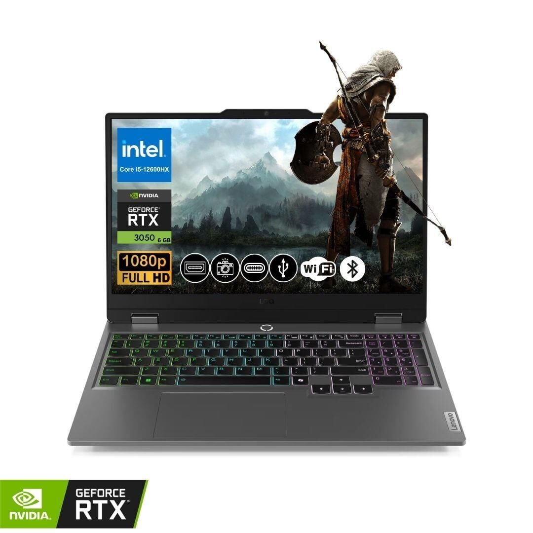 Lenovo LOQ Gaming Notebook i5-12600HX 8GB RAM 512GB SSD RTX3050 6GB 15.6'' FHD 144Hz IPS FreeDOS 83GS00P8TR ATL1