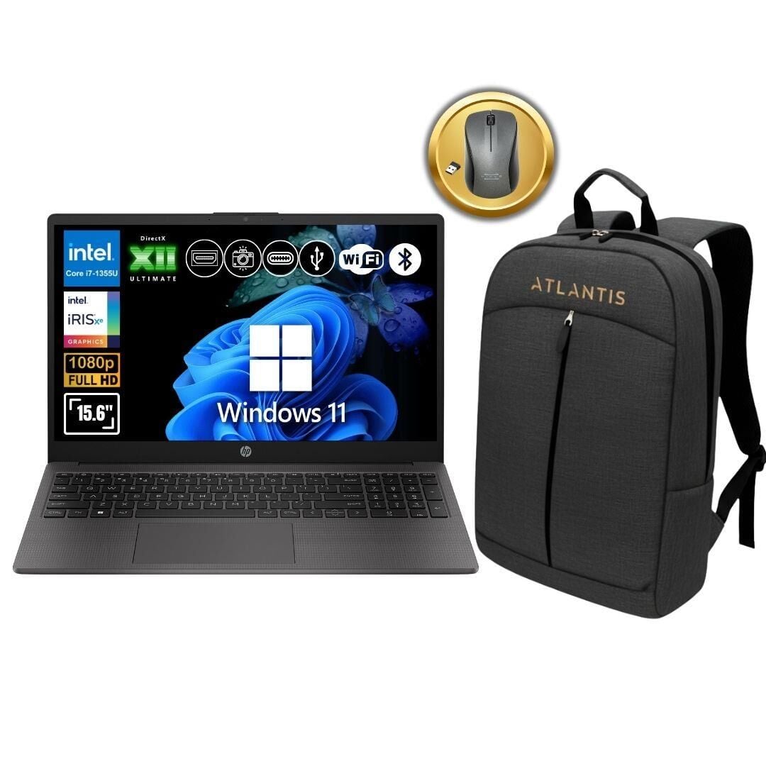 HP 250 G10 i7-1355U 8GB Ram 1TB SSD 15.6'' Full HD W11Pro Notebook B9YT2ET ATL68 Çanta&Mouse Hediye