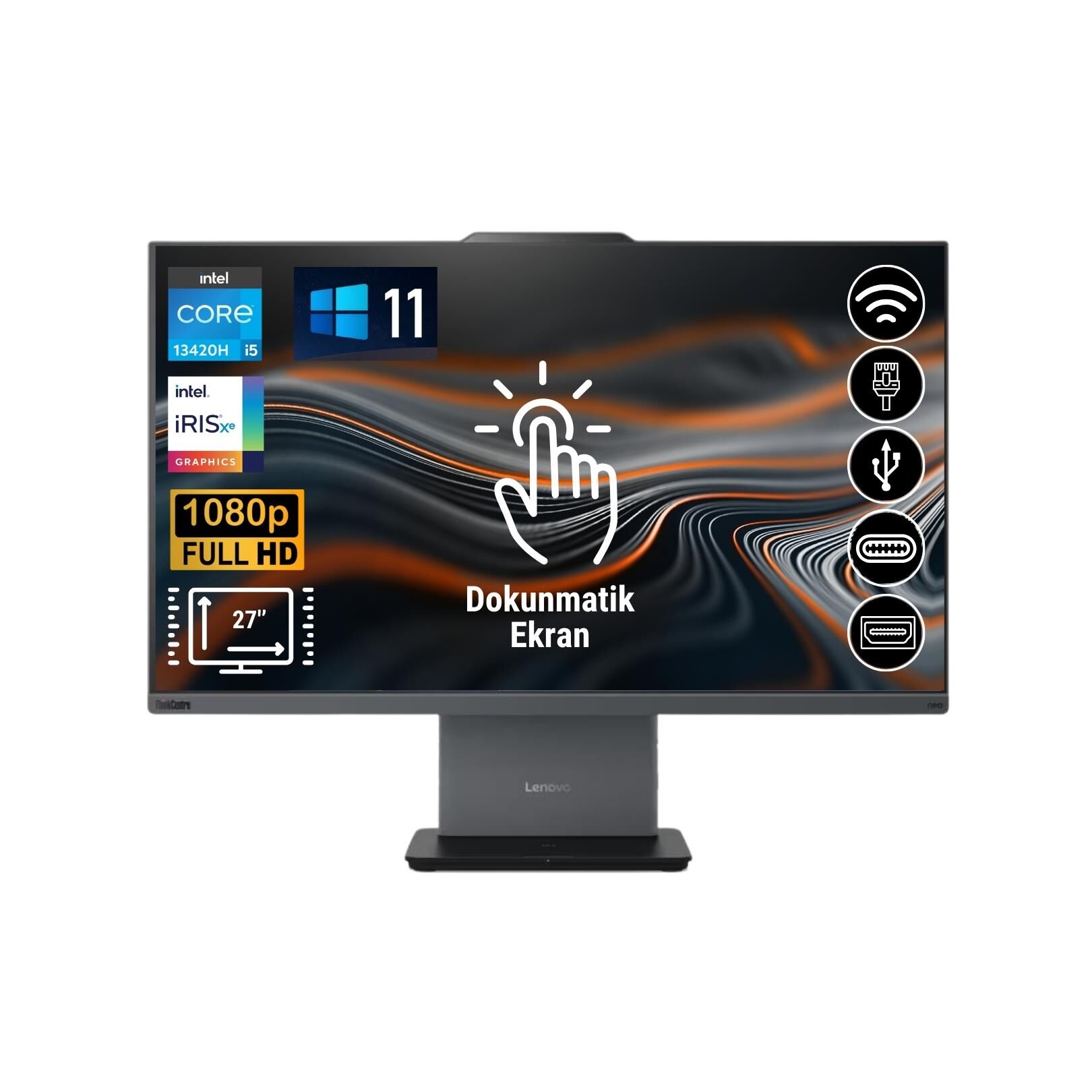Lenovo Thinkcentre Neo 50A i5-13420H 40GB 2TB M.2 SSD 12SA0014TR ATL31 27'' Dokunmatik Ekran W11Pro All In One Bilgisayar