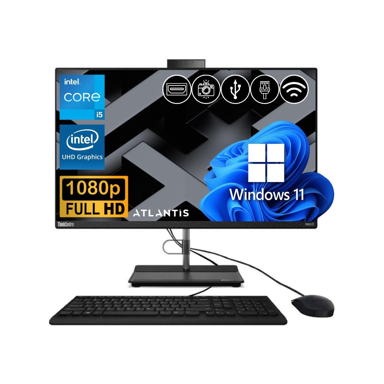 Lenovo ThinkCentre Neo 30A  i5-12450H 16GB 256GB M.2 SSD 12B3008ETRATL24 21.5'' W11Pro All In One Bilgisayar